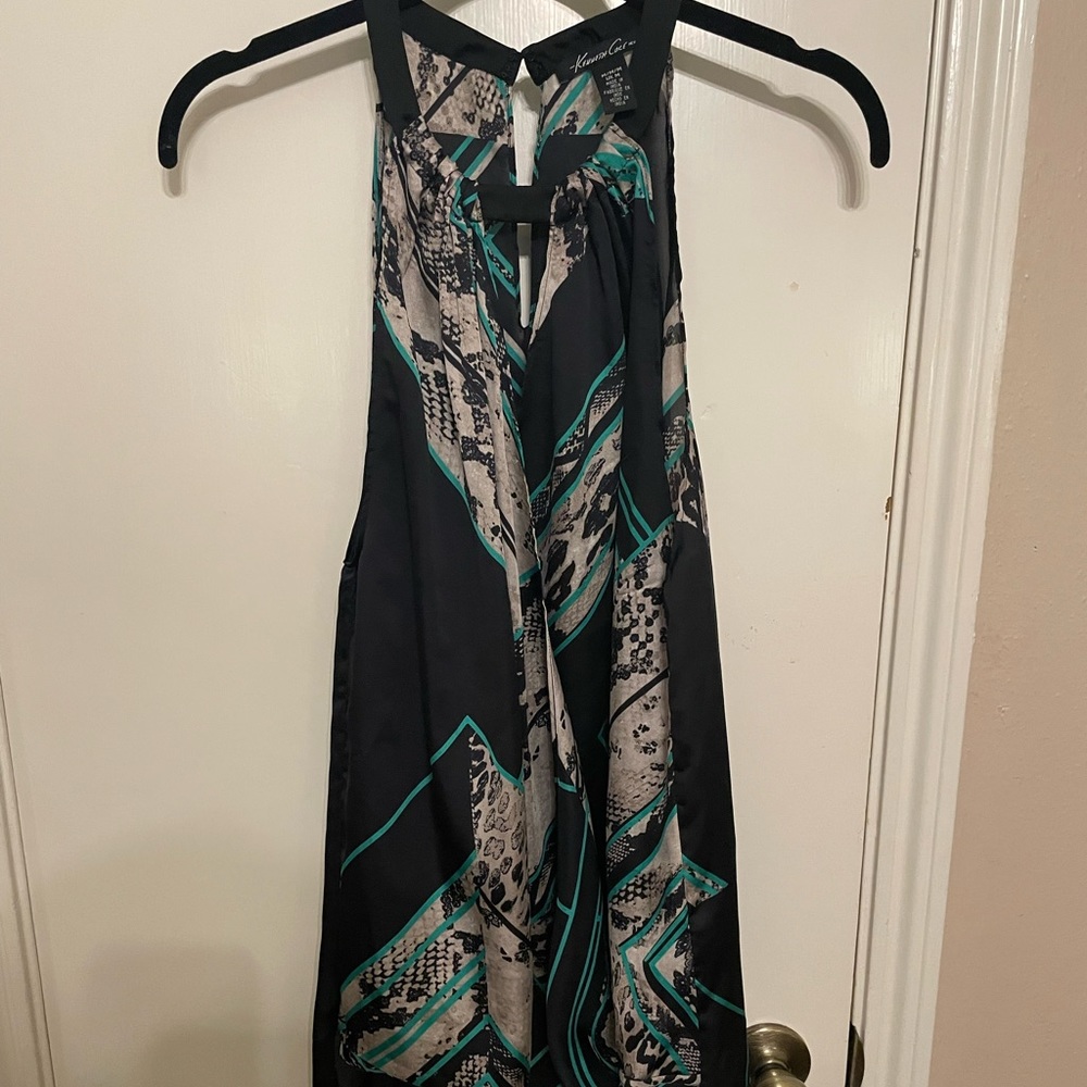 Kenneth Cole Draped halter blouse with snakeskin print